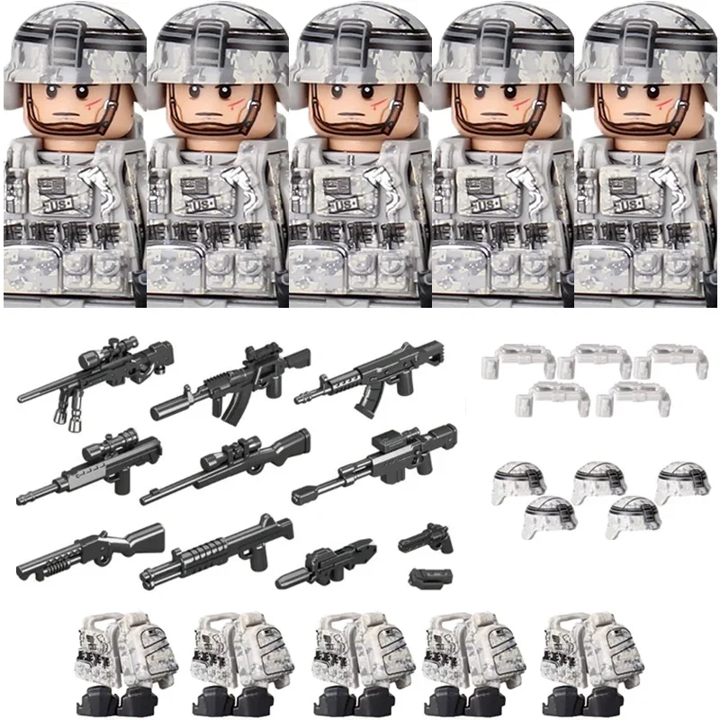 Militär Armee Figuren Bausteine SWAT Ghost Commando Special Forces Soldat Waffen Pistole Hut Schild Gürtel AK Mini Ziegel Spielzeug