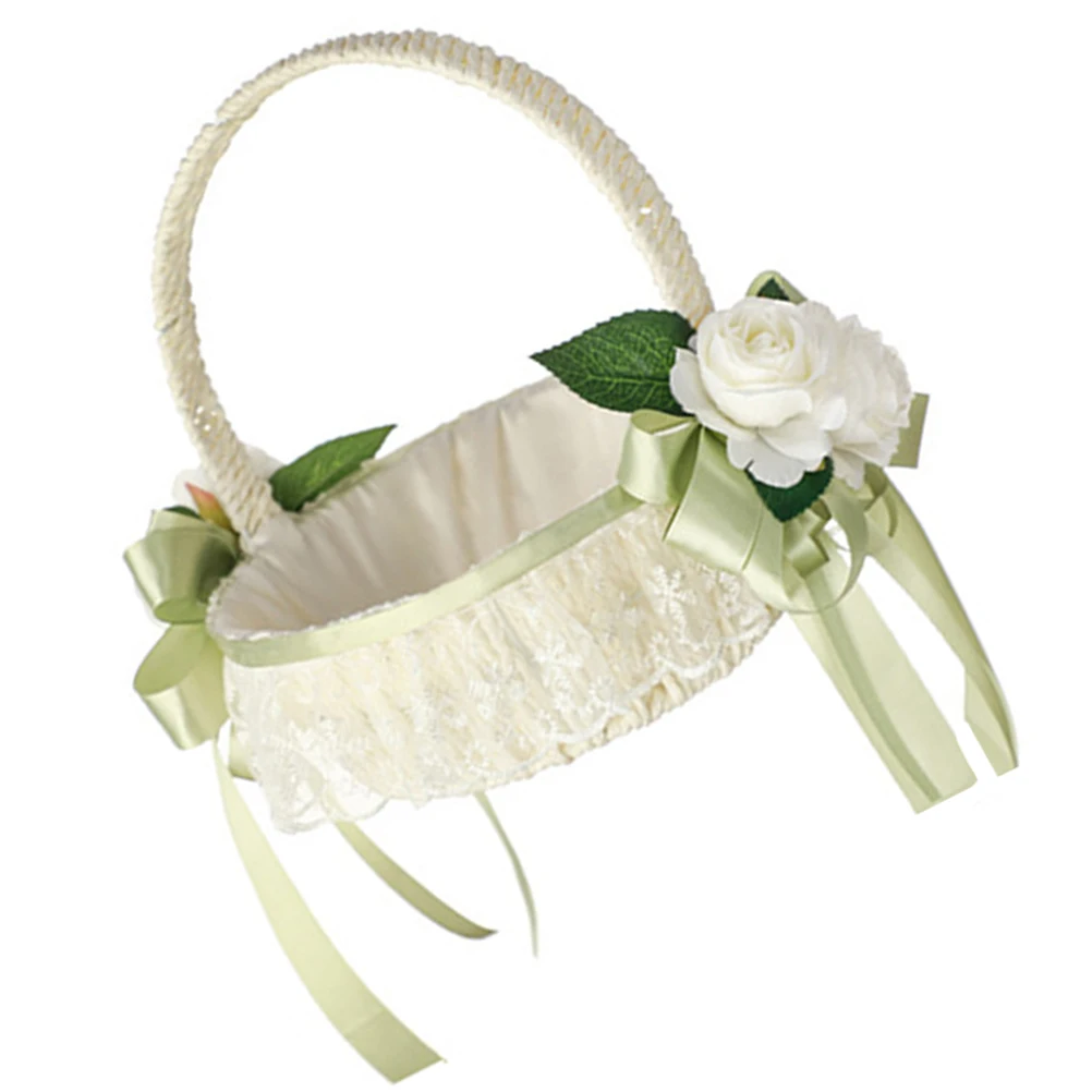 

Small Flower Basket Decorative Baskets Floral for Wedding Girl Western Style Cloth