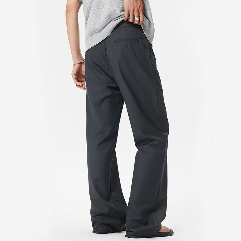 Retro แฟชั่น Casual กางเกงผู้ชายเกาหลี Streetwear หลวมสบายๆตรงกางเกง Office Man COMMUTER กางเกงกางเกง