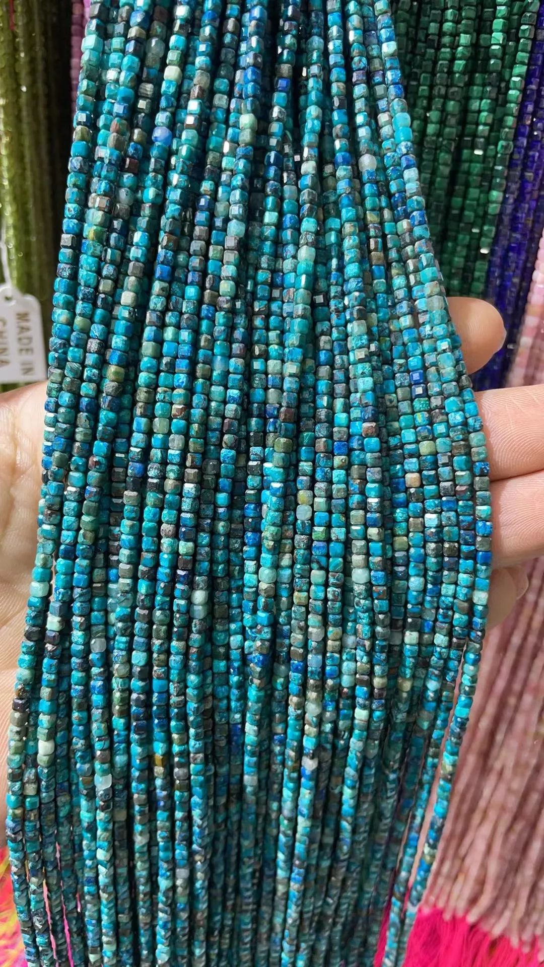 Wholesale Natural Phoenix turquoise 2.5x2.5mm Cut Face Square Length:39cm