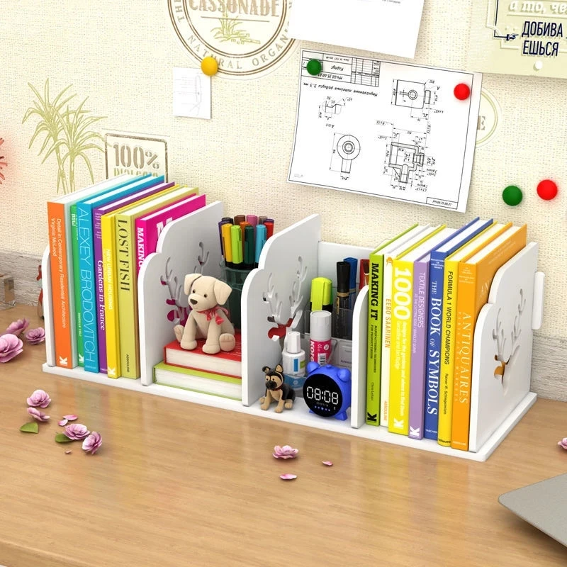 เดสก์ท็อปนักเรียนขาตั้งหนังสือง่ายโต๊ะเด็กสำนักงานกล่องการ์ตูนตู้หนังสือขนาดเล็ก