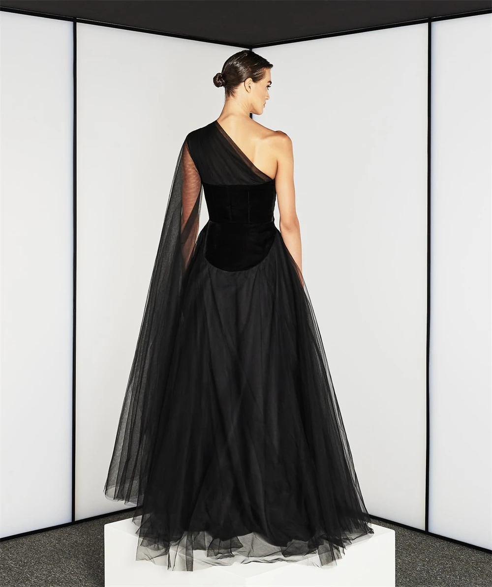 Customized Jiayigong Fashion One-shoulder Ball gown Cocktail Celebrity Tulle Draped Fold Chiffon vestidos longos para eventos es