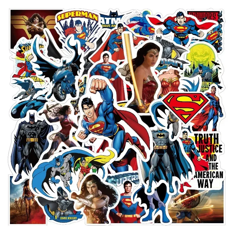 50 Uds dibujos animados Superman Wonder Woman Batman pegatinas de grafiti maleta taza de agua motocicleta DIY pegatinas decorativas calcomanías