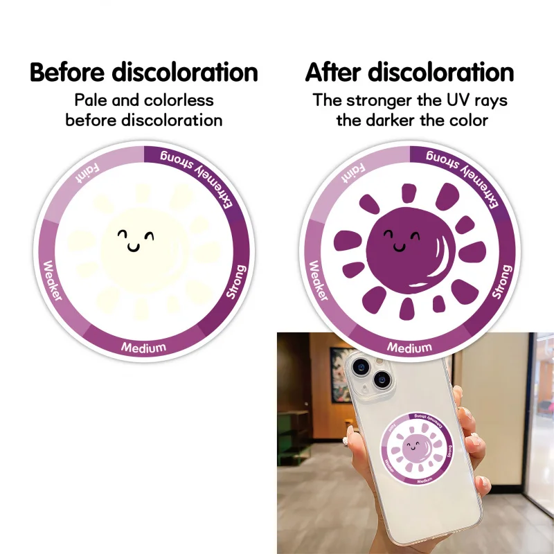 

40 шт. УФ-наклейки для определения ультрафиолета, 5 см, самоклеящиеся патчи-напоминания о солнцезащите для ежедневного использования, тест-этикетки для кожи