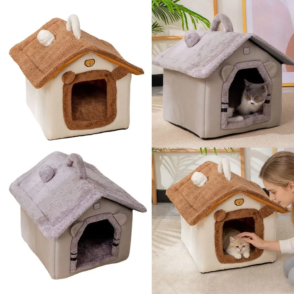 

Comfortable Warm Soft Pet Warm House Detachable Washable Pet Bed Semi-enclosed Deep Sleep Cat And Dog House Kitten