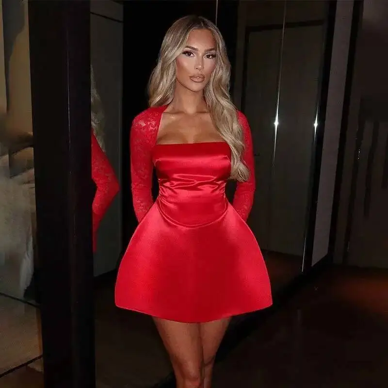 Townlike-vestido de encaje de corte bajo para mujer, Sexy, cintura alta, verano 2024