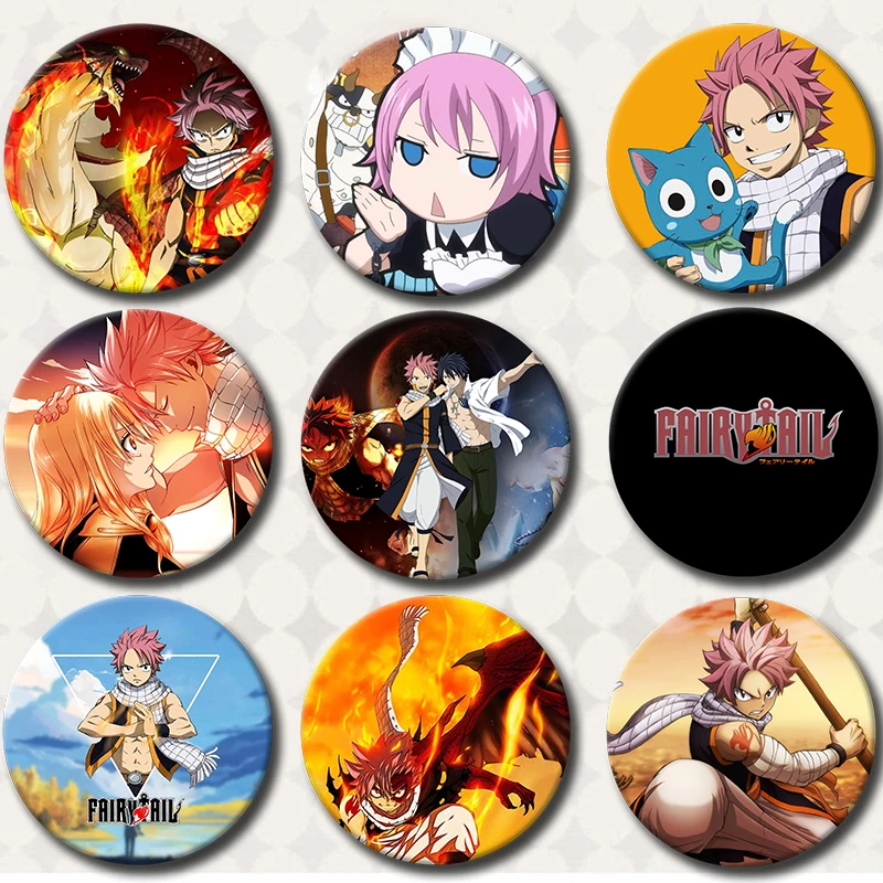 Cute Anime Fairy Tail Badge Cartoon Natsu Lucy Brooch Collection Backpacks Clothes Hat Decoration Accessories Gifts Enamel Pins