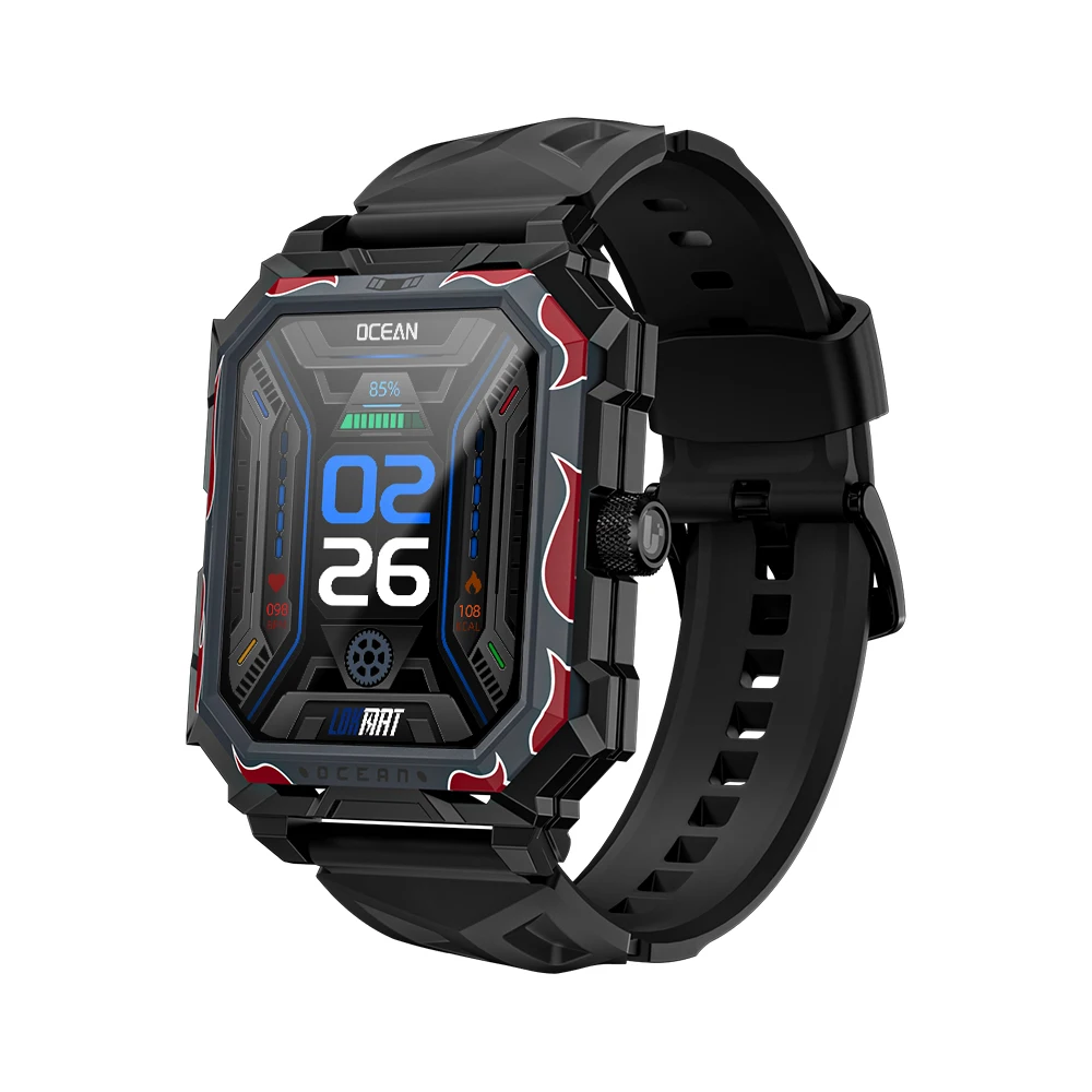 Oceaan Max 1.96Inch Hd Scherm Bluetooth Oproep Hartslag Bloeddruk Spo2 Monitor Slaap Monitor Multi-Sport Mode Smart Watch