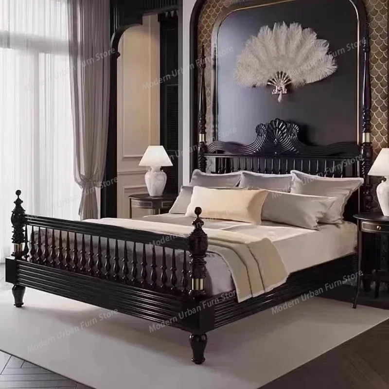 180x200cm Full Marriage Bedrooms Modern American High-end Medieval Style Pillar Princess Bed Wedding Bed Full Bedroom Furniture