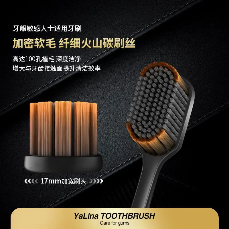Special large-head wide-head toothbrush with 100 holes, soft-bristled black and white double-pack household toothbrush