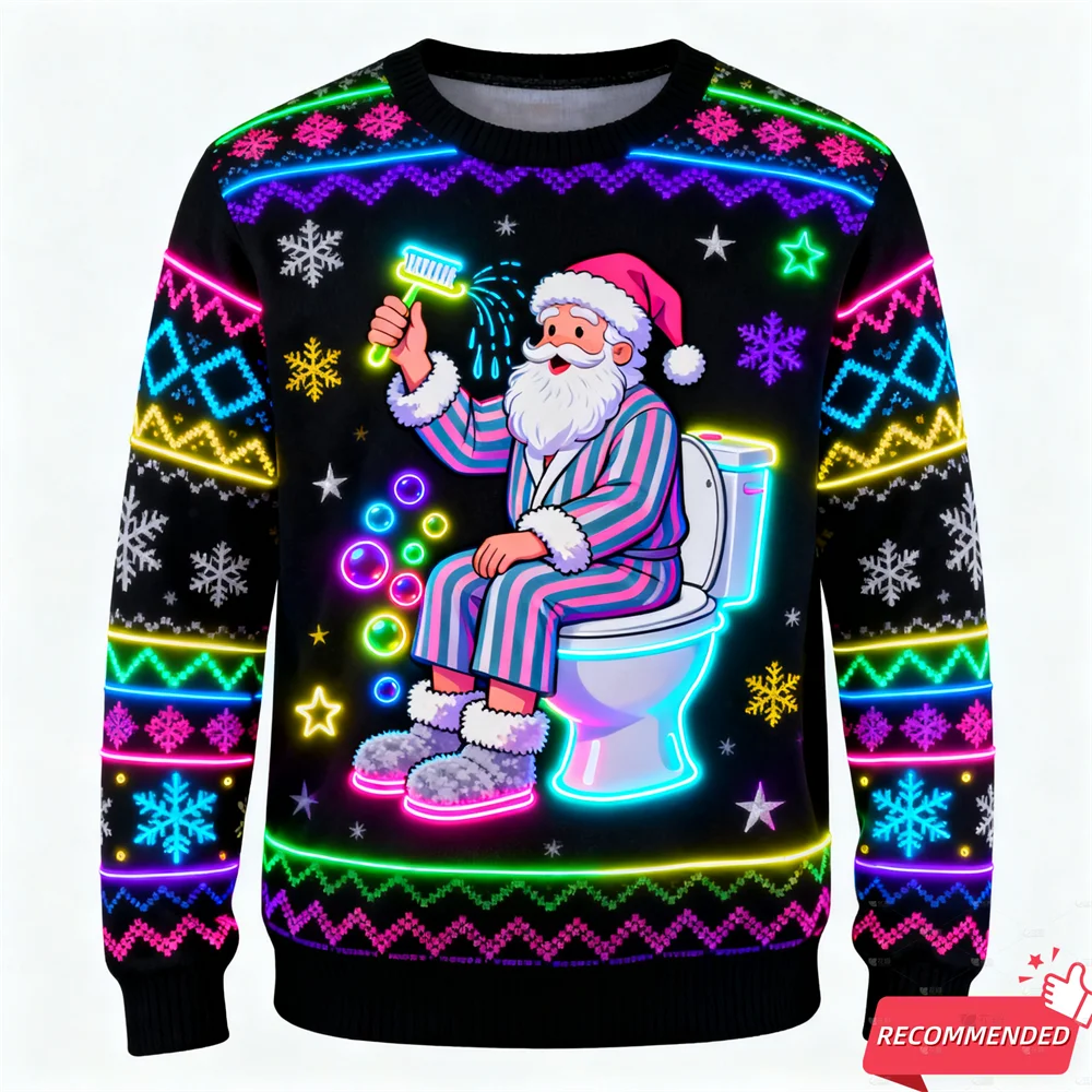 وهمية نينو سانتا يسوع ثلاثية الأبعاد مطبوعة القبيح عيد الميلاد سترة مضحك الحيوان الفيل الجرافيك بلوزات للجنسين فرحان البلوفرات #5