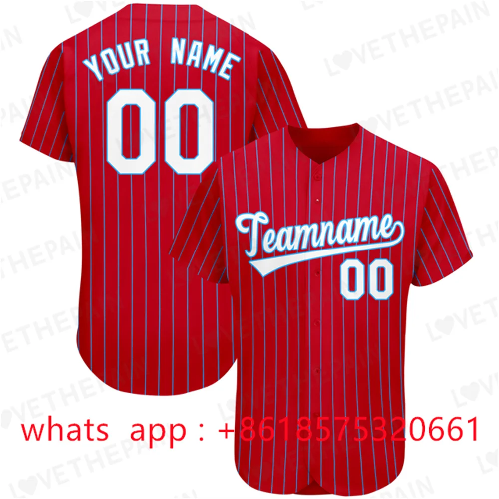 Print Team Fashion Custom Baseball Jersey Sublimate Print Team Name/Number Soft v-neck Streetwear for Male/Women/ Any Colour