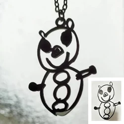 Customized Children's Drawing Necklace Bracelet Keychain Personalized Kid's Art Stainless Steel Custom Signature Logo Kids Gift