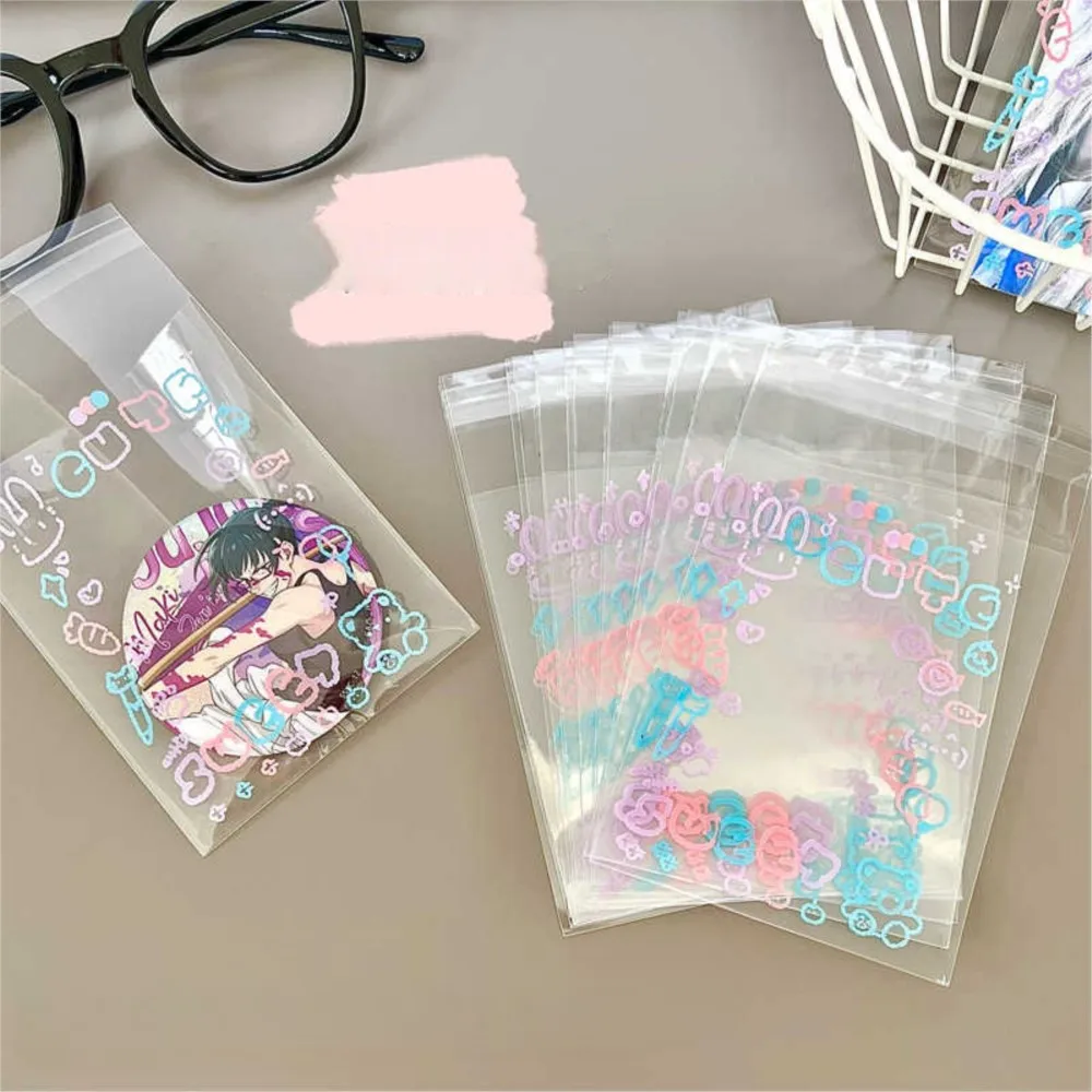 50pcs Kawaii Clear OPP Self Adhesive Sealing Bags For Kpop Photocard Anime Badge Cookie Candy Jewelry Mini Gift Wrapping Pouches