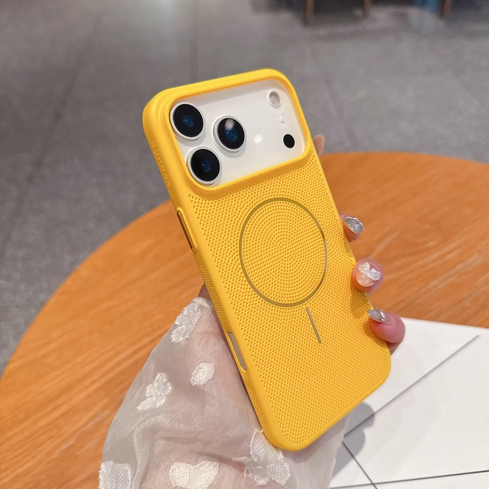 حافظة مغناطيسية قابلة للتنفس لهاتف آيفون 17 إير 16 15 برو ماكس 14 بلس 13 12 11 حافظة صلبة لامعة مضادة للصدمات لهاتف Magsafe #4