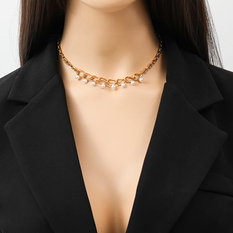 GANEMLY 316L Stainless Steel Butterfly Heart Pearl Necklace For Women Trendy New Neck Chain Waterproof Jewelry Party Gift Collar - Image 2