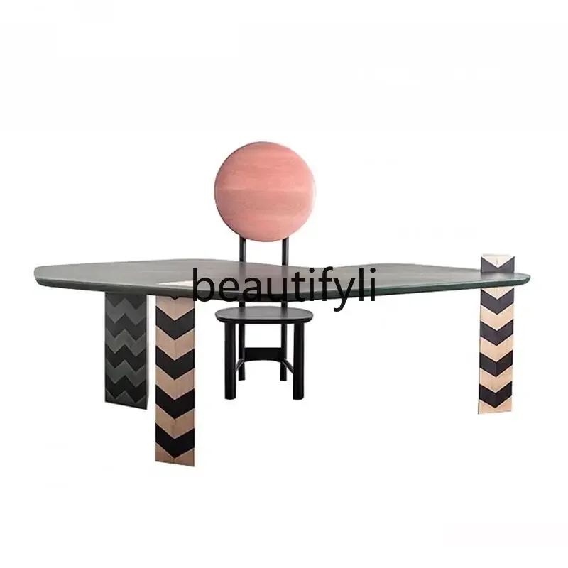 Retro style desk solid wood dining table creative zebra pattern model room desk desk