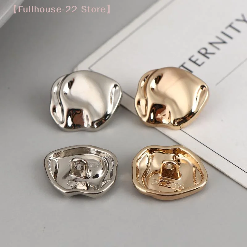 【MAX-22】10pcs Irregularly Shaped Buttons Beautiful Gold/Silver Color Metal Shank Buttons Diy Crafts Clothing Sewing Accessories