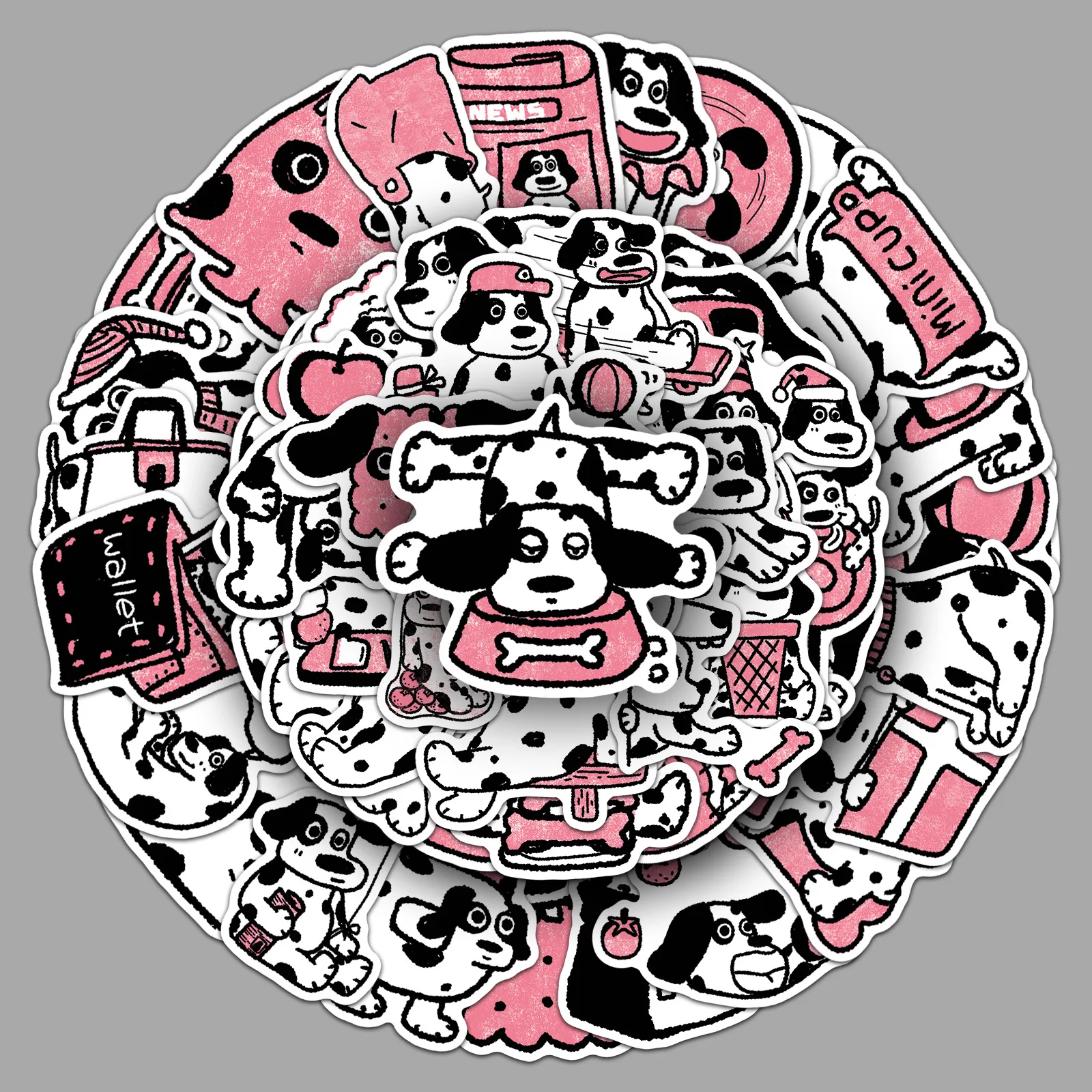 50pcs Original Spot Daily Stickers - Spotted Dog Cartoon Dog Adorable Hand-drawn Cup Storage Box Journal Stickers Kawaii Sticker