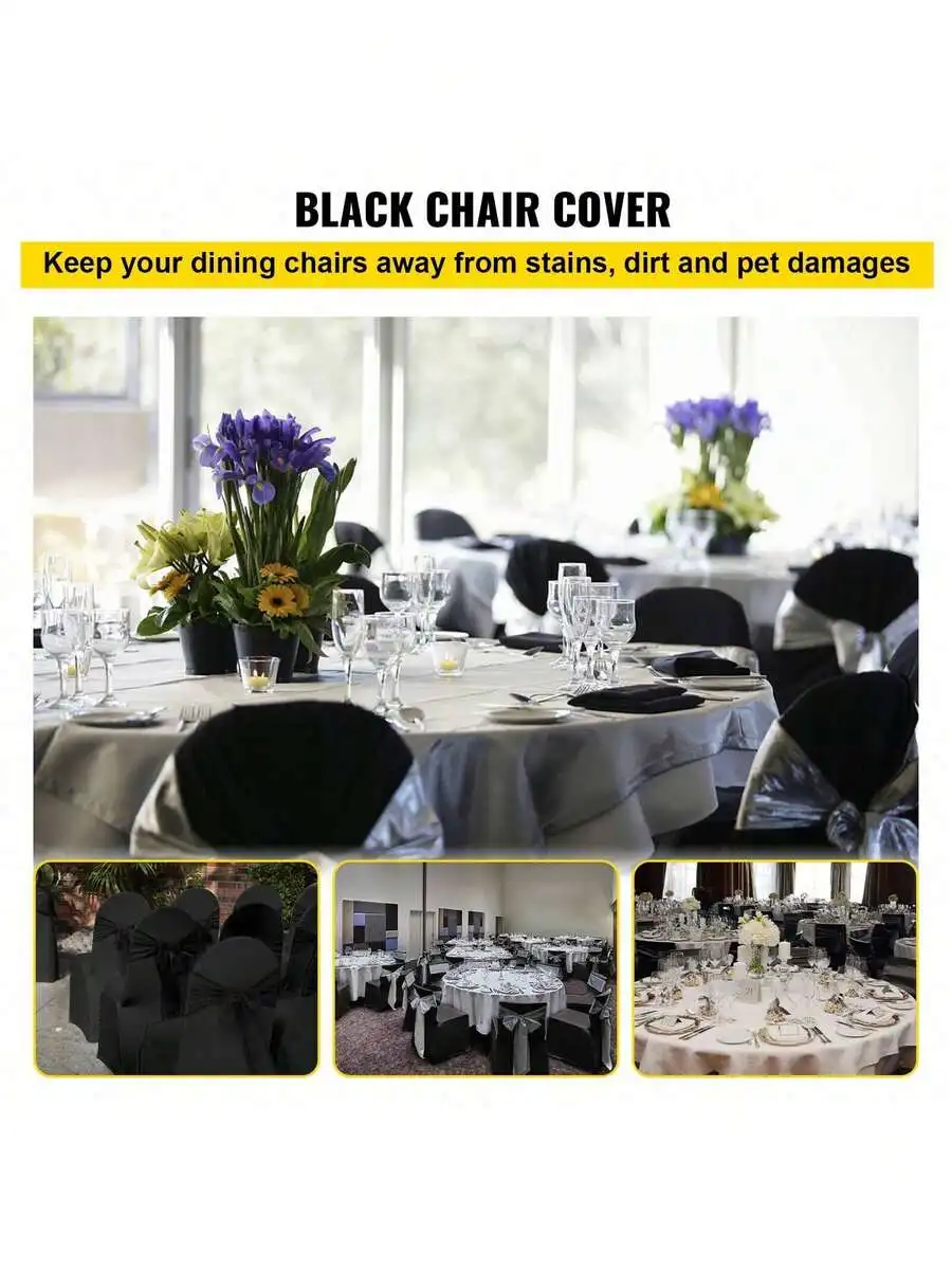 50Pcs 100Pcs Arched Chair Covers Spandex Black Or White Folding Kitchen Chairs Cover Universal Washable Slipcovers Protector Rem