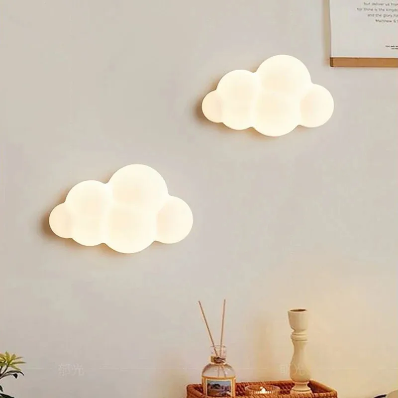 

White Cloud Wall Lamps for Children's Room Nursery Room Star Shape Bedroom Bedside Wall Lights Boy Girl Kids Baby Lighting 220V