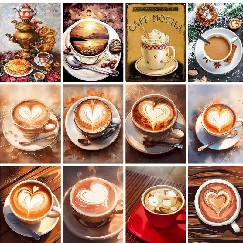 PhotoCustom Acrylic Painting By Numbers Hot Coffee Coloring On Numbers For Adults Gift Picture Drawing Home Decors Paint Kit