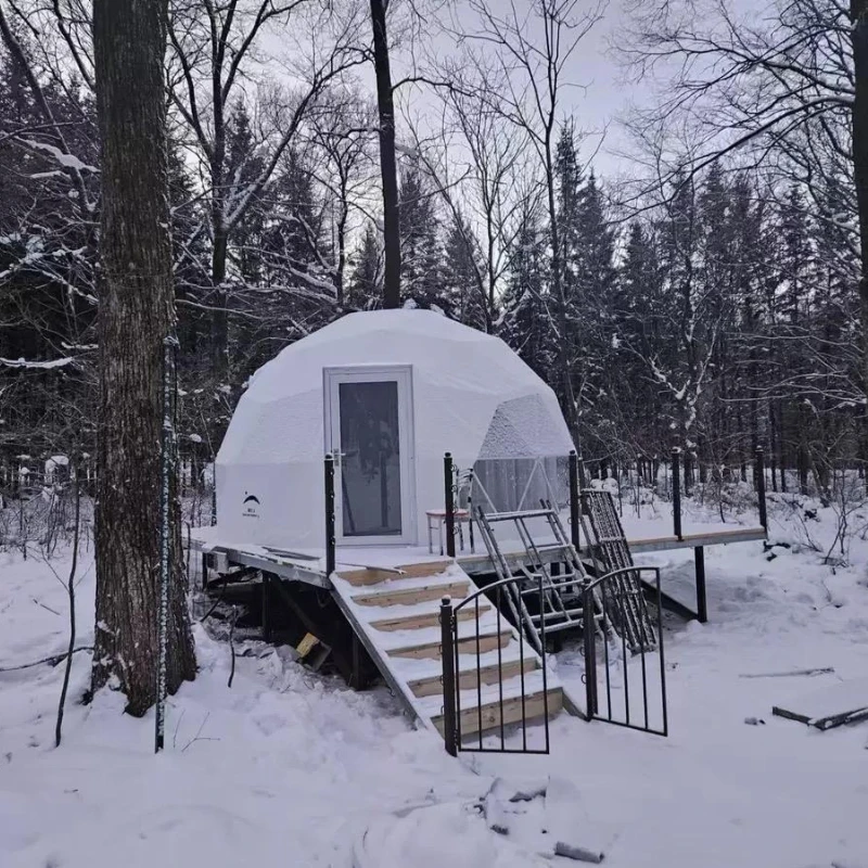 Outdoor Accommodation Geodesic Dome Tent with Panoramic Window Glass Door for Luxury Glamping Resort Backyard Cabin