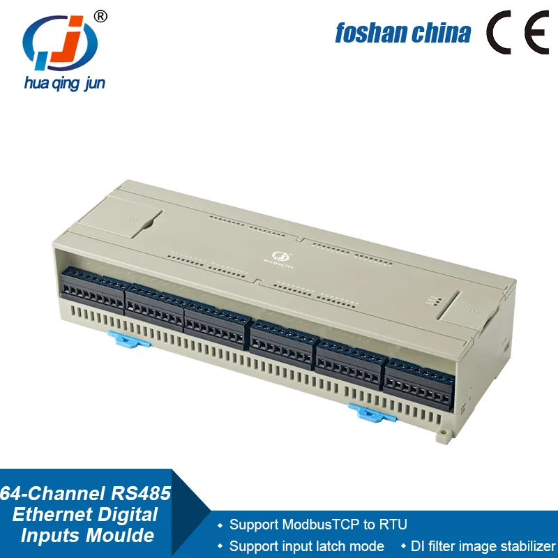 

Huaqingjun 64-Channel RS485 Ethernet Digital Input Module Modbus RTU/TCP Data Acquisition DI Module for Sensors