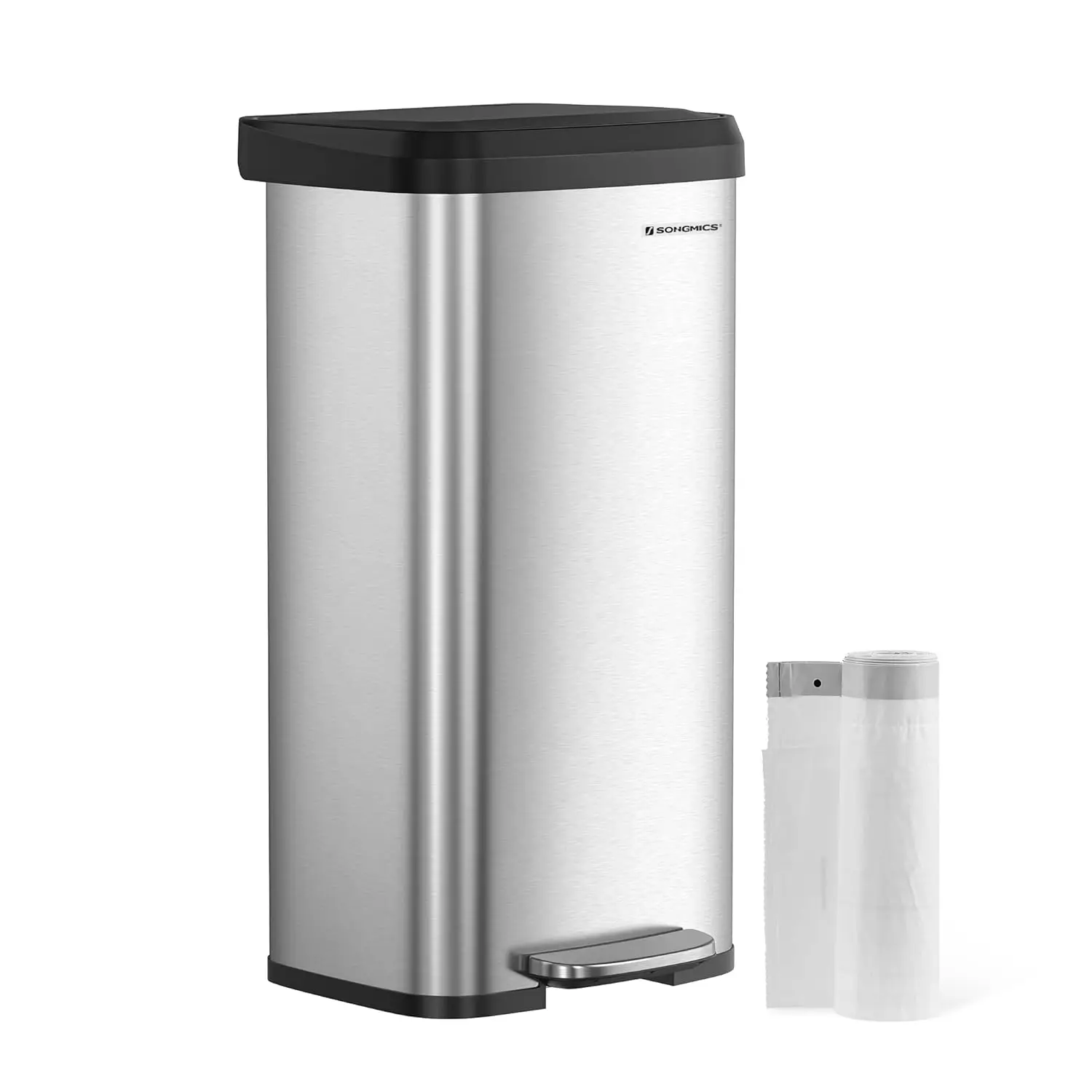 

Kitchen Trash Can, 18-Gallon Stainless Steel Garbage Can, with Stay-Open Lid and Step-on Pedal, Soft Closure, Tall