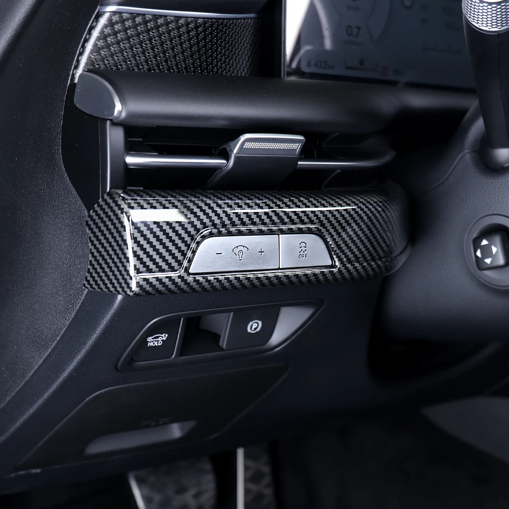 ل Genesis G80 RG3 2025 LHD ألياف الكربون سيارة الداخلية ABS العلوي تعديل غطاء أزرار ملحقات الكسوة