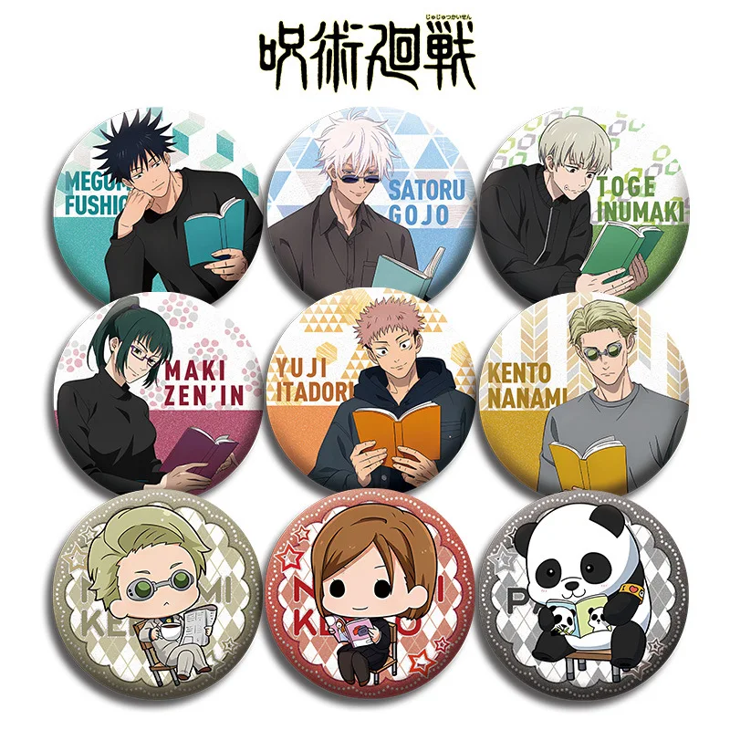 Jujutsu Kaisen شارة بدبوس مزدوجة الجوانب 75 مللي متر 58 مللي متر أنيمي البضائع تحصيل سلسلة 156 171 تصميم جديد مانغا مستوحاة #4