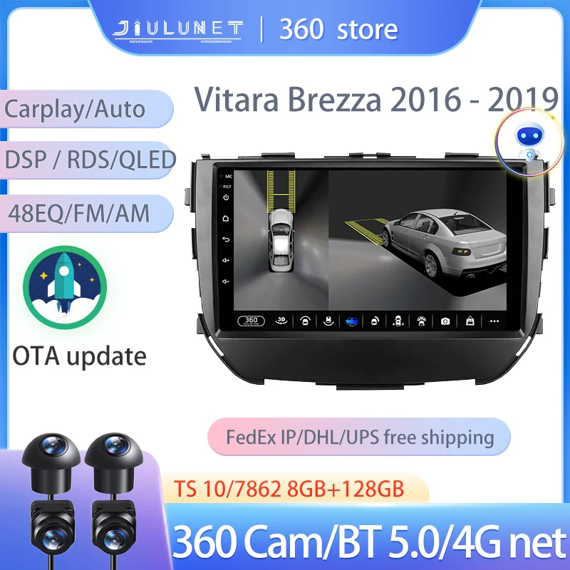 JIULUNET Smart Stereo Android Auto 360 Cam Radio For Suzuki Vitara Brezza 2016 - 2019 Multimedia Navigation Carplay