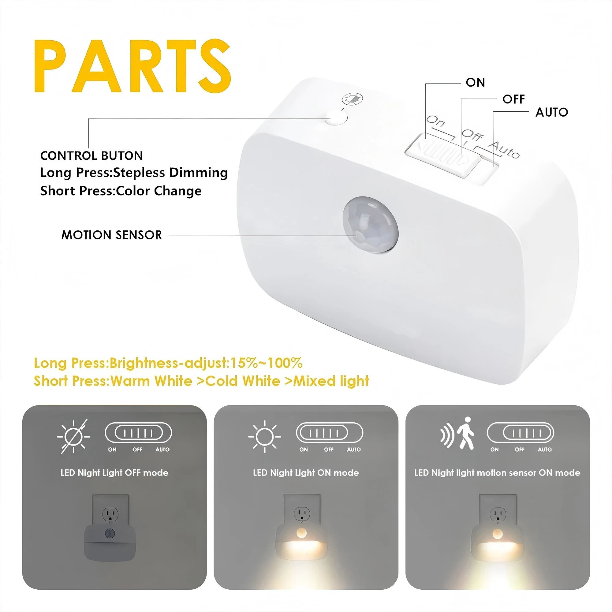 1/2/4pcs LED Night Light with Motion Sensor Light 220V 110V Wall Lamp for Home Hallway Stair Kitchen Bedroom US EU Plug in