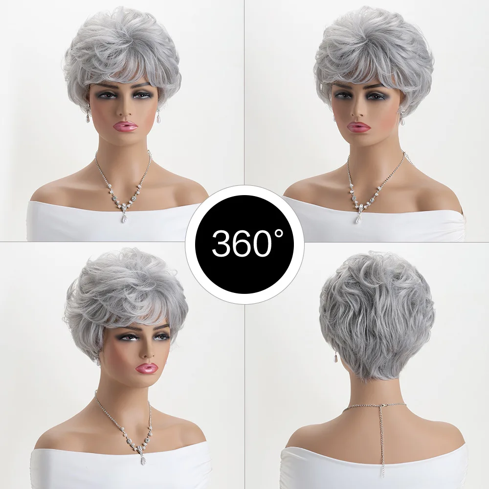 Synthetic Short Curly Wig for Women, Natural Look Cosplay Party Daily Use, Heat Resistant Fiber Hairpiece, Fashion Style Wig Cap