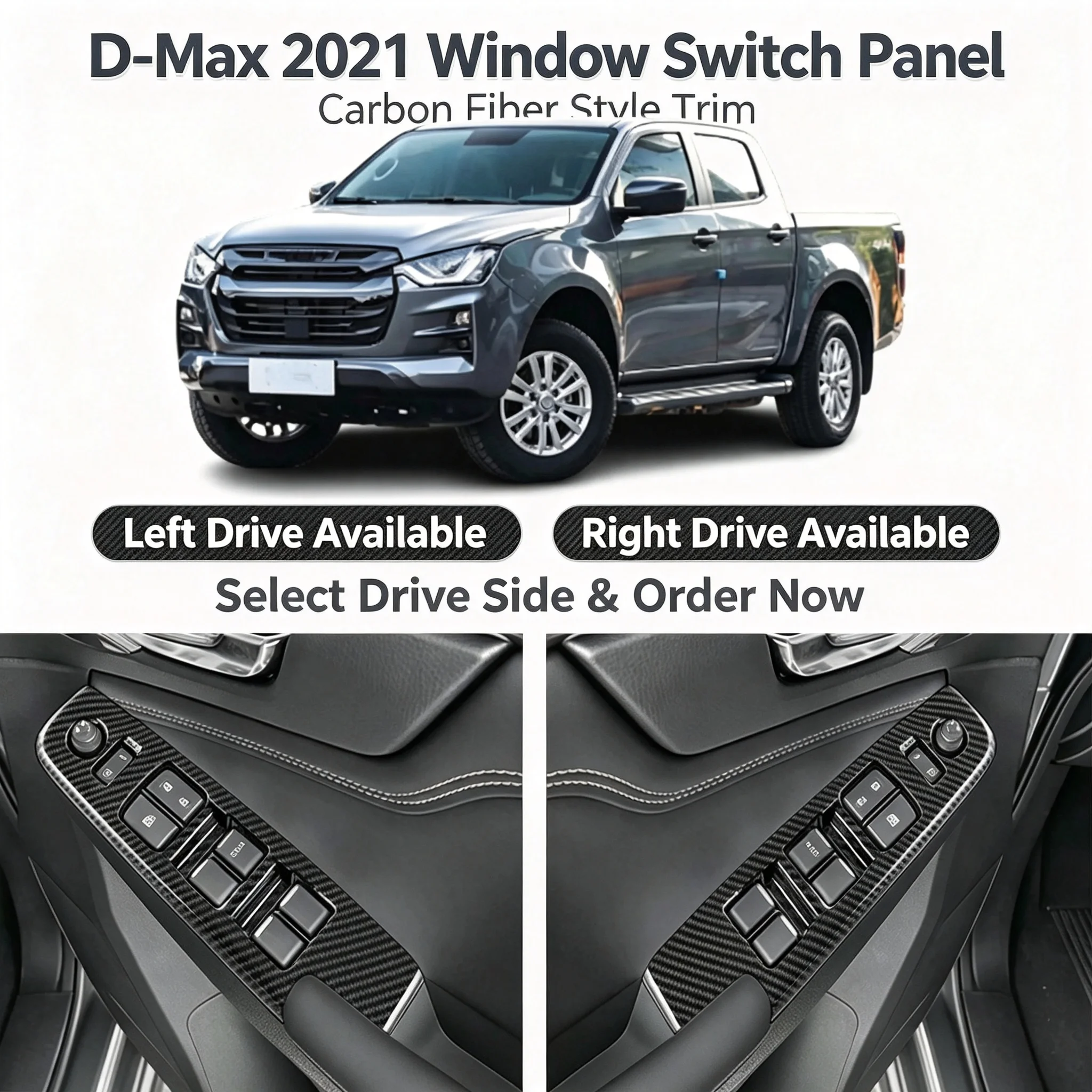 For ISUZU D-Max 2021-2026 Windows Control Panel Cover Protection Car Accessories Interior Stickers Armrest Frame Styling