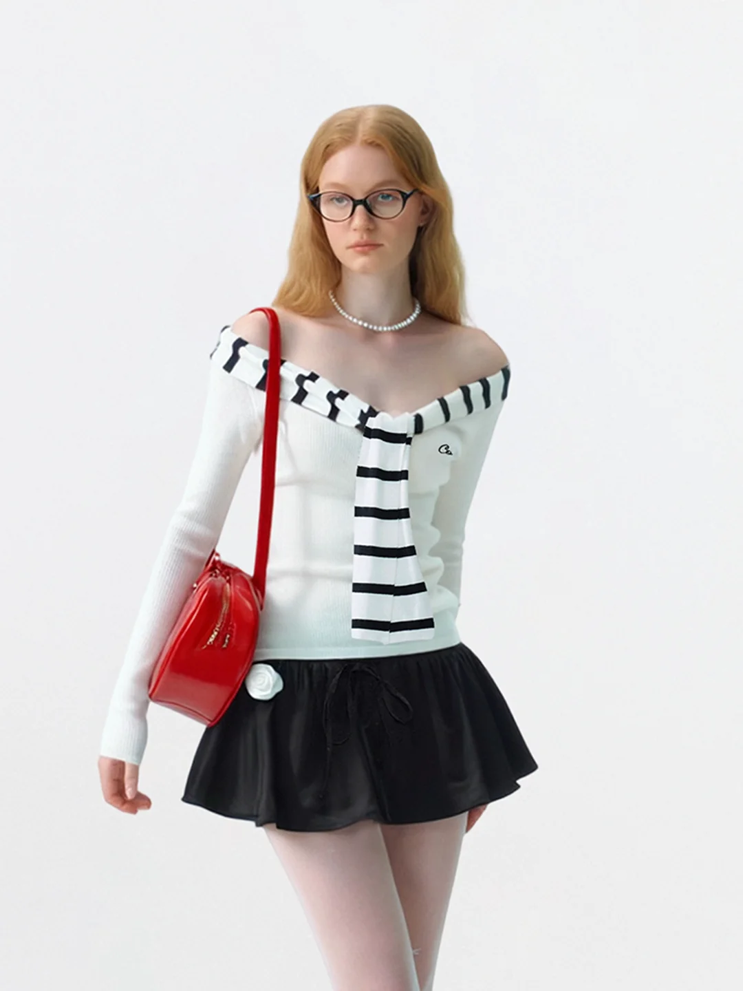 

Вязаный топ AHMI Sweet Temptation с открытыми плечами и декоративными полосками, осенний мягкий и эластичный свитер с длинными рукавами для девочек