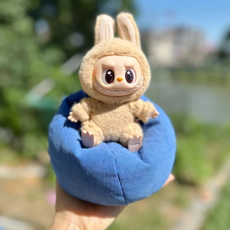 소파 전용 17cm 라부부 인형 헤어 패션 플란넬 소파베드 소프트 카우치 플러시 장난감 자동차 액세서리 미니 소파베드 블라인드 박스 장난감