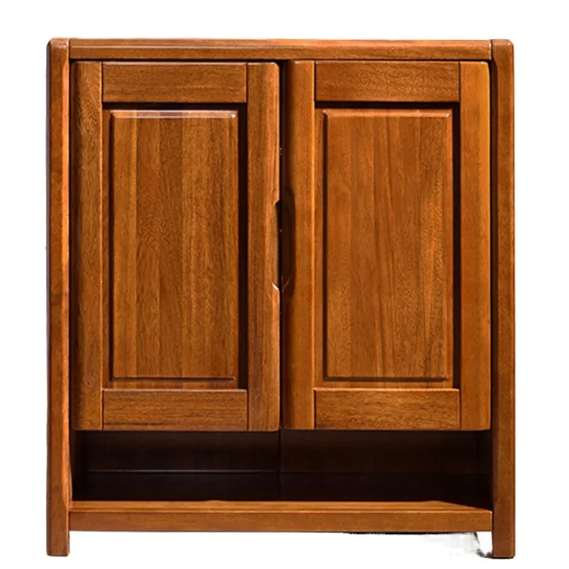 

~All solid wood shoe cabinet household door entry high-end Chinese door new small apartment walnut door