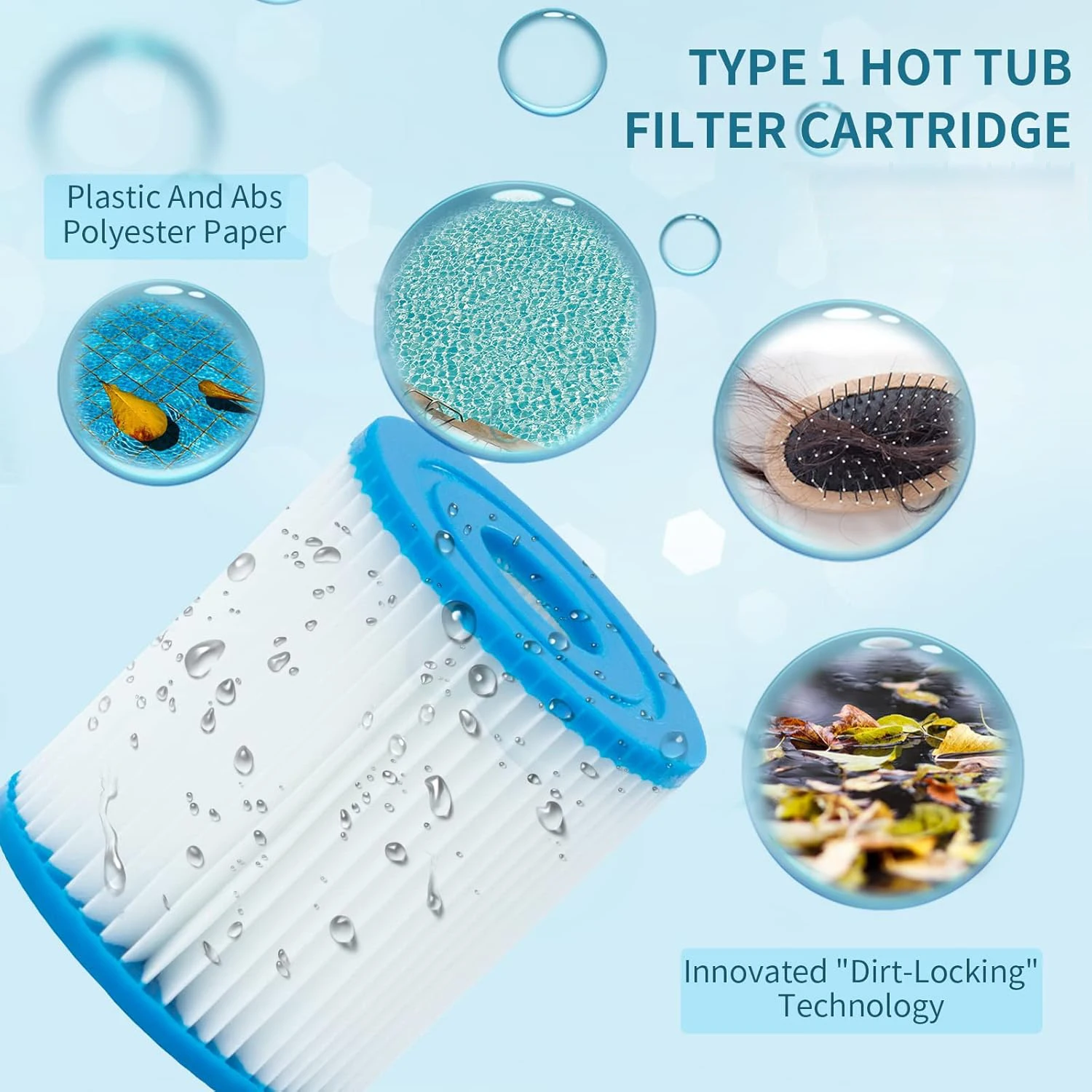 For Type I Pool Filter Cartridge Replacement Filters Cartridge for 58093, for Swimming Pool Filter RX330 Filter Pump