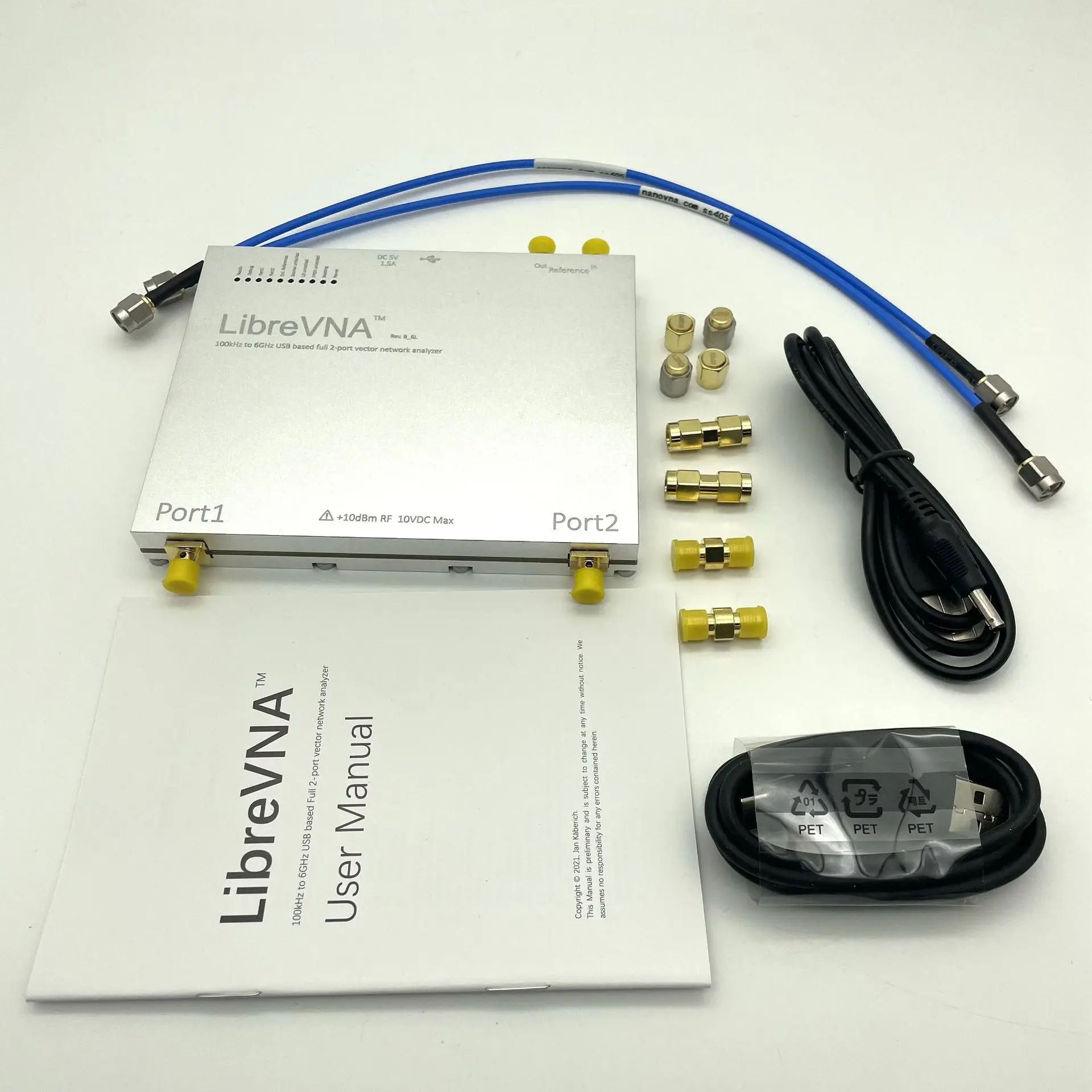 LibreVNA USB Interface 2-Port Vector Network Analyzer, 100kHz-6GHz 6G VNA Portable RF Antenna SWR Test Measuring Instrument
