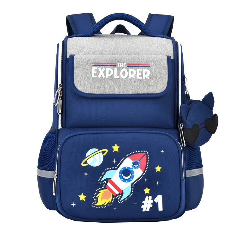 Korean Primary Children Cartoon Rocket Explorer Mouse Backpacks New Girl Boy Grade 1-6 Large Capacity Schoolbags for Students