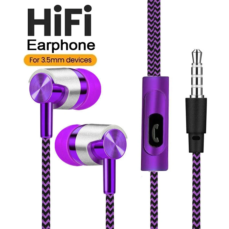 Built In HD Microphone 3.5mm Wired Earphones With Mic Tangle Resistant Cable Design Commuting Music Call Gear Call Headphones