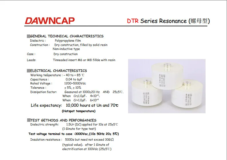 600VAC 1200V DC 4UF High-voltage Resonant Capacitor