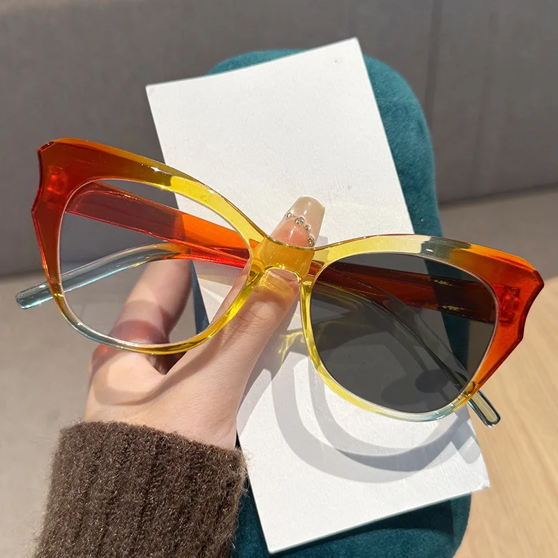 New Cat Eye Personalized Photochromic Myopia Glasses Simple and Versatile Trendy Color Anti Blue Light Glasses Diopter To -4.0 - Image 4