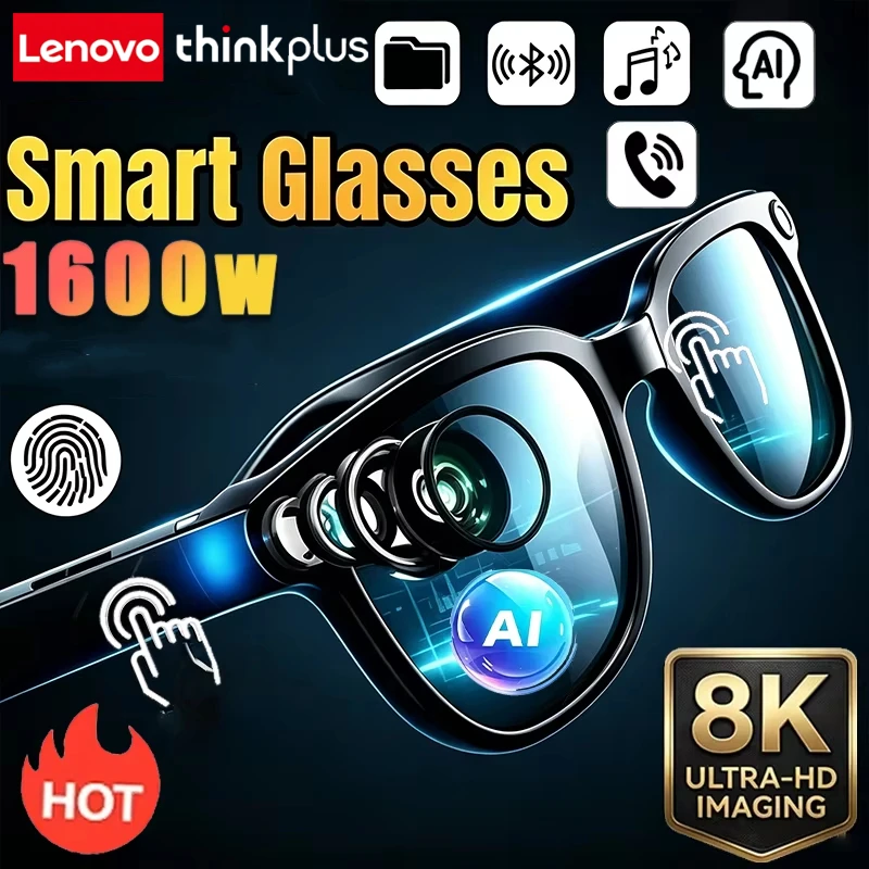 Lenovo thinkplus Smart AI Glasses 800W Camera HD Photo Video Voice Call Translation Waterproof Bluetooth AI Motorcycle Glasses