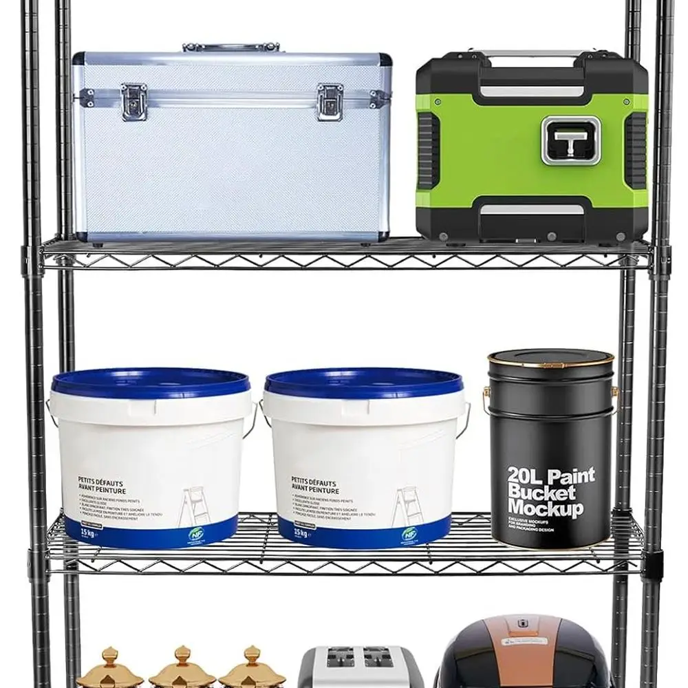 Verstelbare, robuuste metalen rek met wielen, 36W x 14D x 57H voor thuis-, kantoor-, garage- en keukenorganisatie