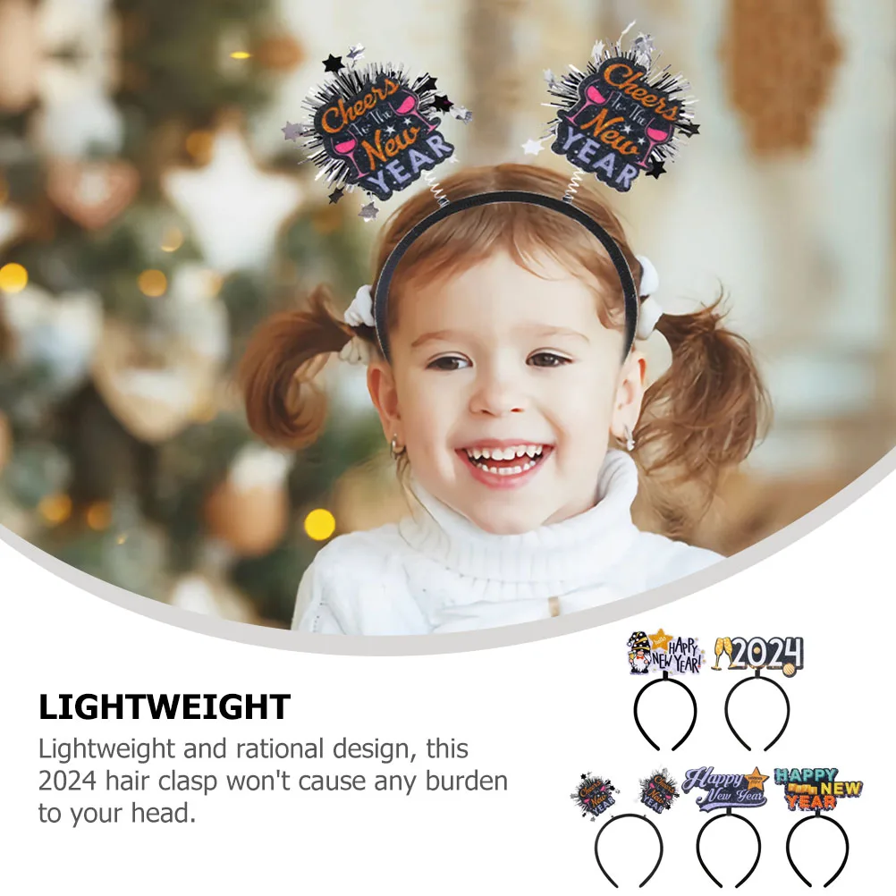 

5pcs 2024 New Year Party Headbands Hair Accessories Decorative Lightweight Non-Woven Fabric Headband For Women Men Festivals