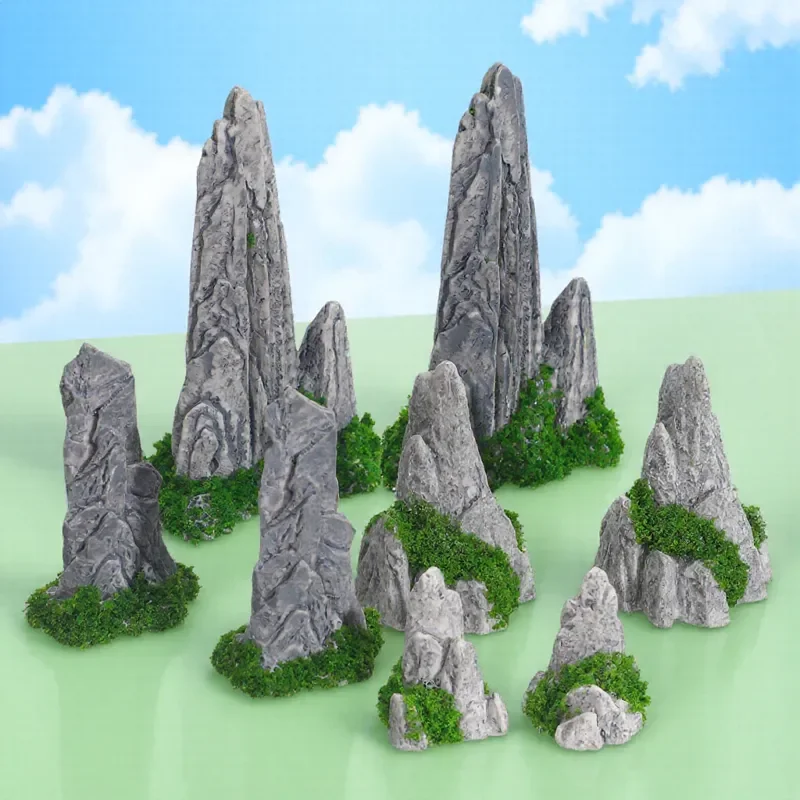 8 stks Desktop Rotstuin Decoratie Bonsai Landschapsarchitectuur Gesimuleerde Berg Micro Landschap Ornament Mini Rotstuin Standbeeld Voor Thuis