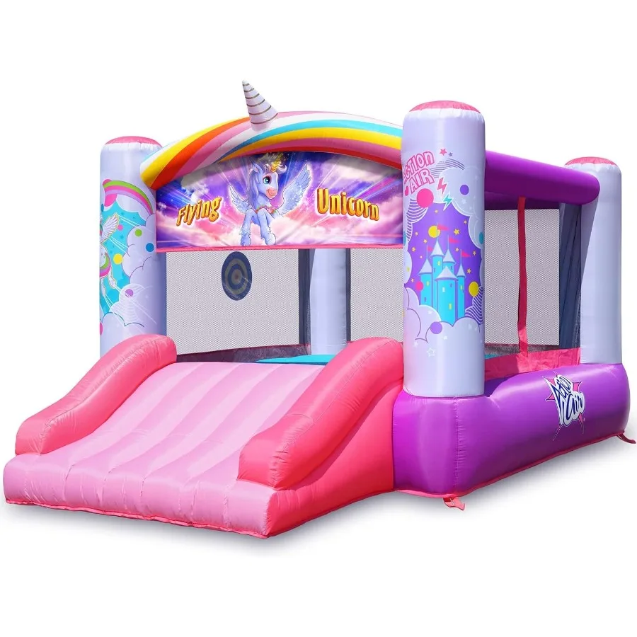 

Bounce House Надувной Bounce House принцессы с воздуходувкой Розовый надувной дом для девочек Летяющий единорог Тема Bouncy Ca