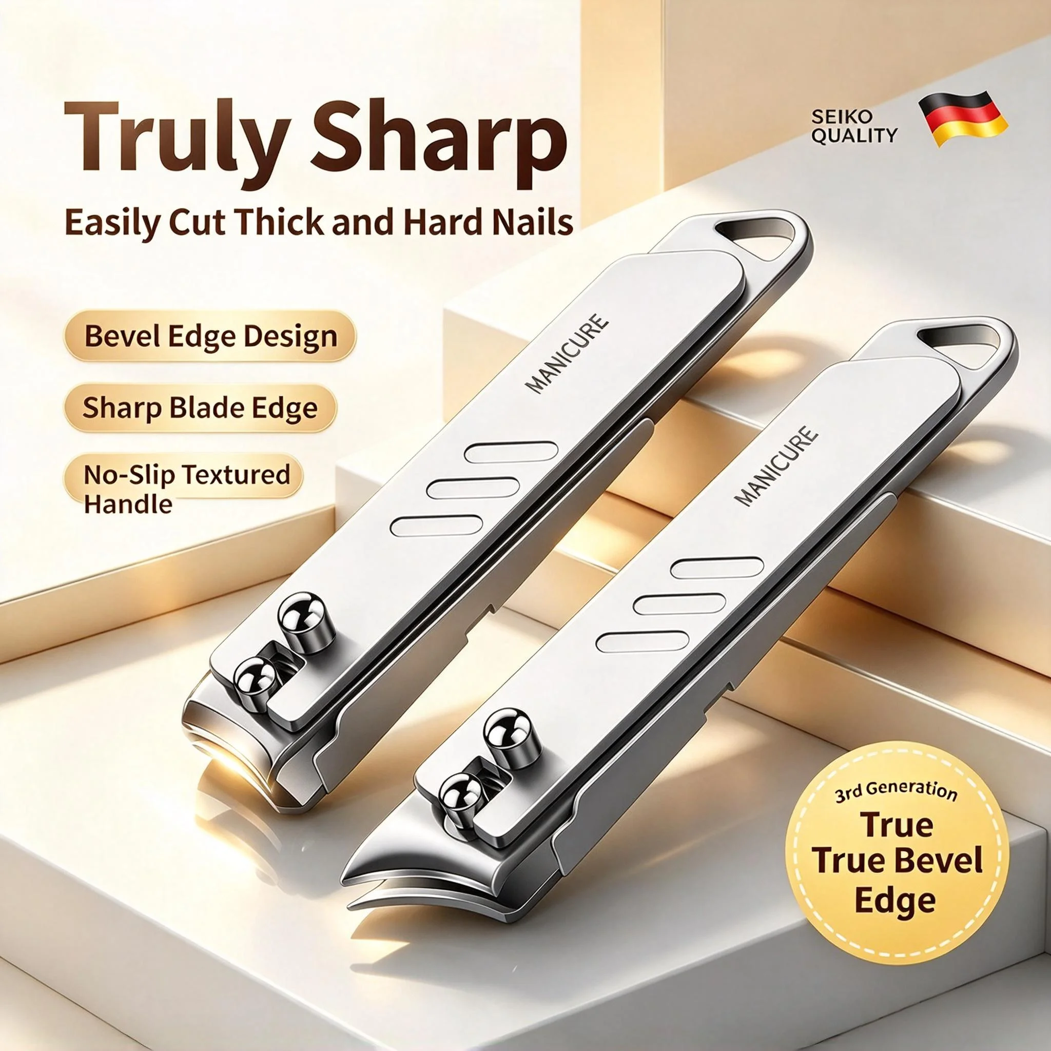 1/4Pcs Stainless Steel Nail Clipper Set Premium Manicure Pedicure Kit with Kraft Gift Box Sharp Nail Cutter & Nail File for Gift 2